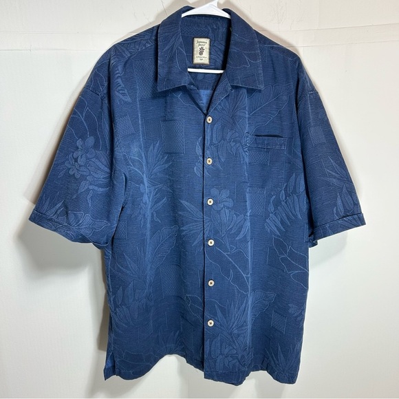 Jamaica Jaxx Blue Floral Silk Dress Shirt Size XXL - Picture 1 of 14